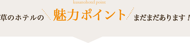 草のホテルの魅力ポイントまだまだあります！